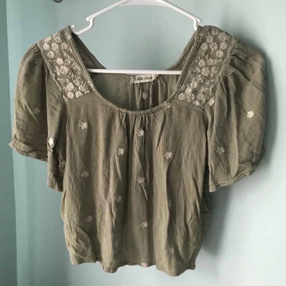 Flowy army green crop top - Picture 1 of 3